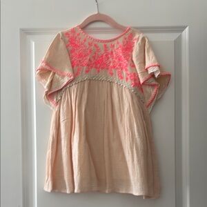 Casual Cream and Pink Dress with Empire Waist